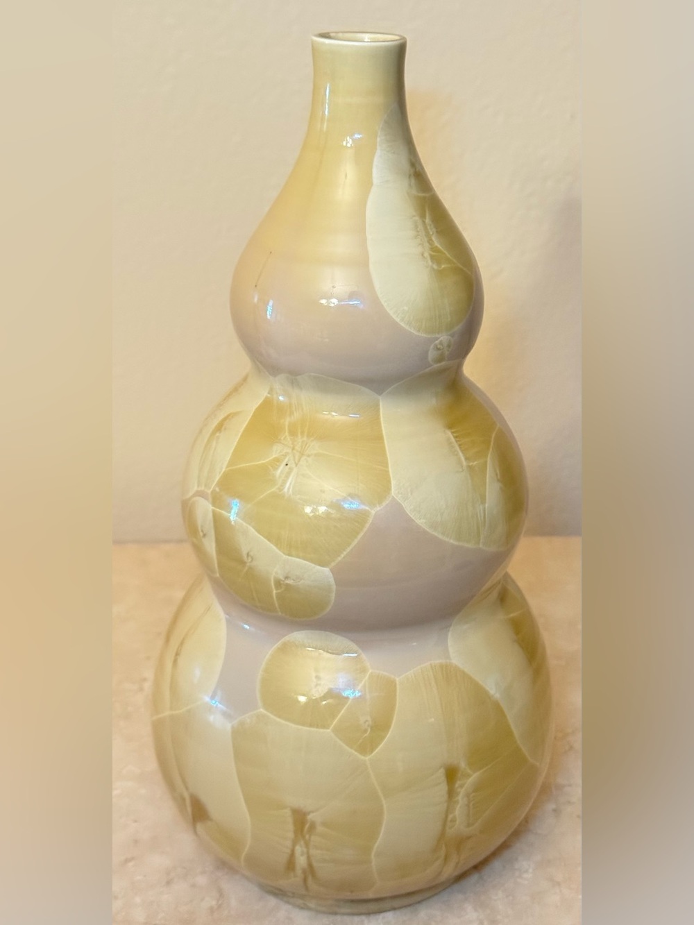 Rare Vintage Triple Gourd Vase Crystalline Glazed1050s-1960s Handmade Chenco USA